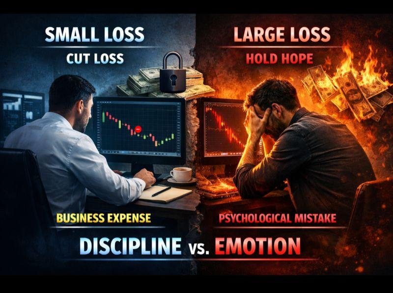 Comparison showing how proper position sizing protects a Forex trading account from large losses.